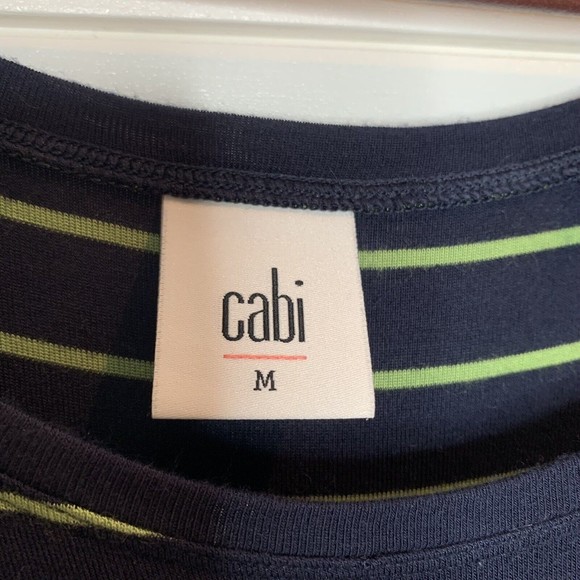 Cabi Medium Tunic Top Island Stripe Ibiza Tee Jersey Knit Hi-Low Blue Green 5333 - Picture 6 of 10